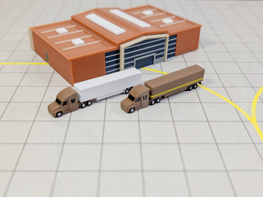 6x Brown Trucks US style Airport GSE Vehicles 1:400 Scale Diorama (Rotating)