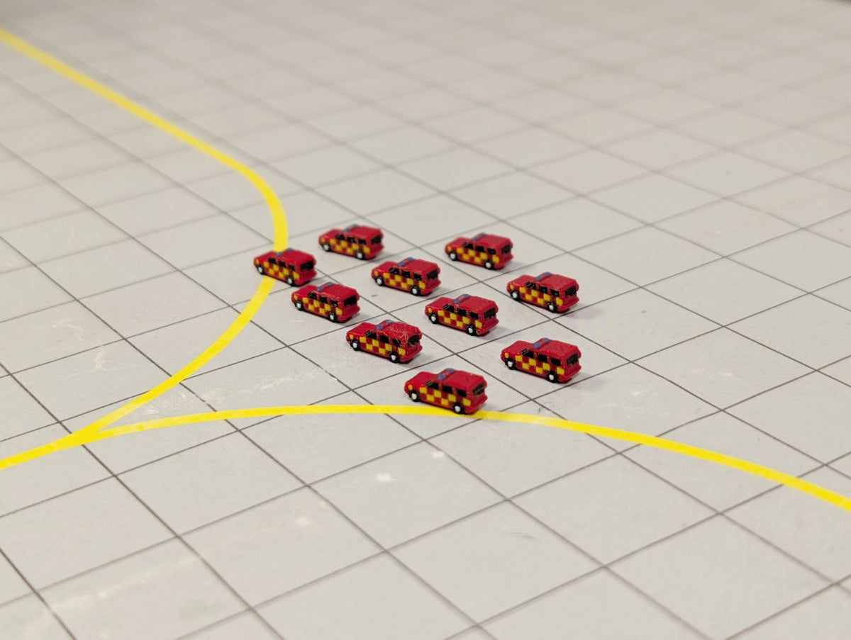 Fire Responder Cars (x10) Airport GSE Emergency Vehicles 1:500 Scale Scenery