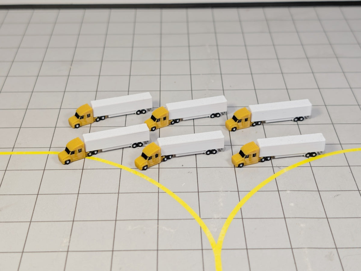 6x Yellow Trucks Airport GSE Vehicles 1:500 Scale Diorama (US style - Rotating)
