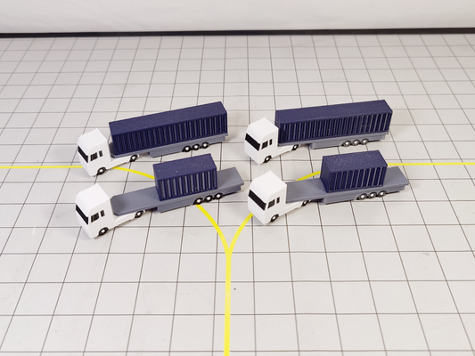 4x Articulated Container Trucks Airport GSE Vehicles 1:200 Scale Diorama