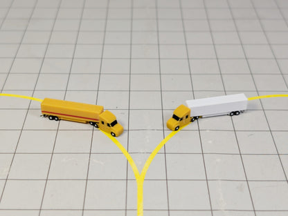 6x Yellow Trucks Airport GSE Vehicles 1:500 Scale Diorama (US style - Rotating)