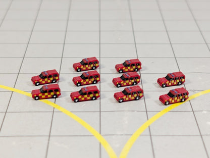Fire Responder Cars (x10) Airport GSE Emergency Vehicles 1:500 Scale Scenery