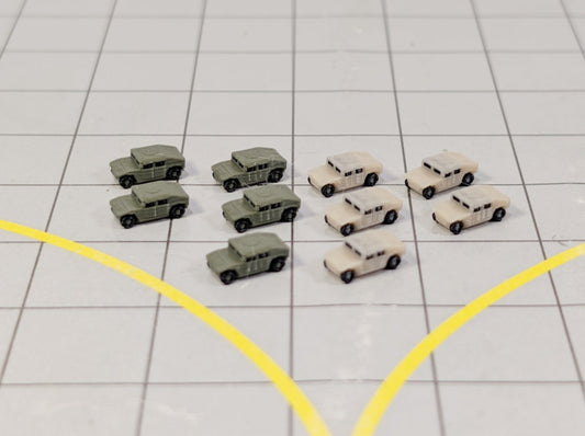 Military Humvee 4x4 Army Vehicles (x10) Airport GSE Vehicles 1:500 Scale Diorama
