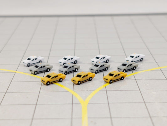 Airport Ops Pickups (x10) Airfield Operations Cars 1:400 Scale Scenery Diorama