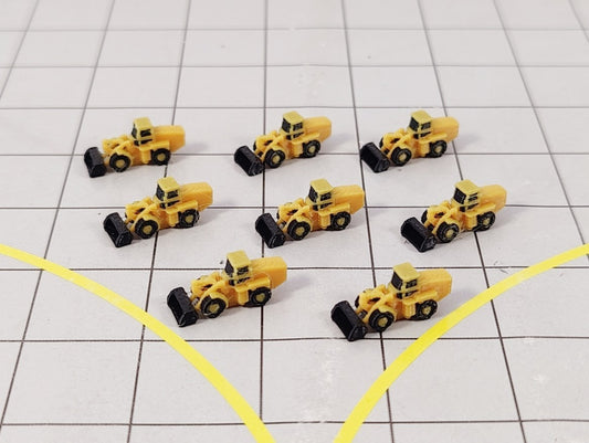 8x Front Loader Diggers Airport Construction Site GSE Scenery Models 1:500 Scale