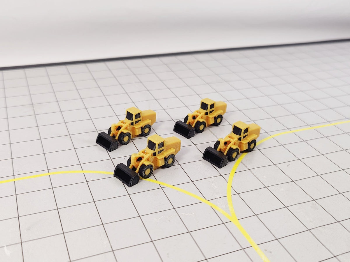 4x Front Loader Diggers Airport Construction Site GSE Scenery Models 1:200 Scale