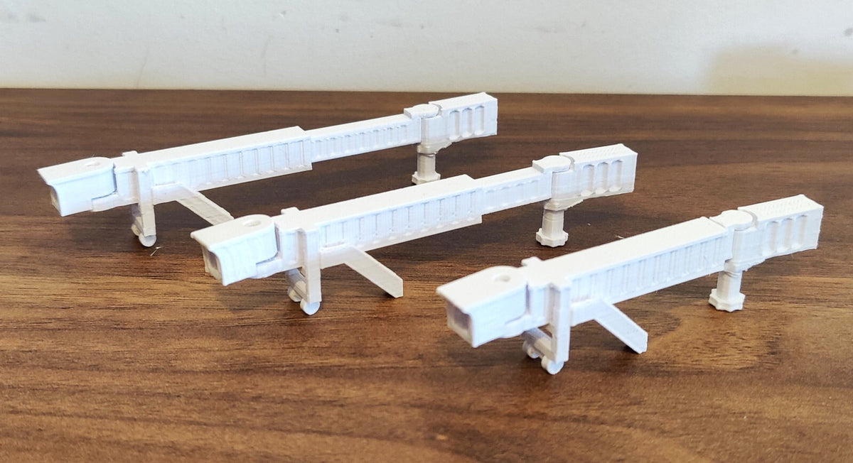 3 Extendable Widebody Air Jet Bridge Gate Grey/White 1:400 Scale Airport Diorama