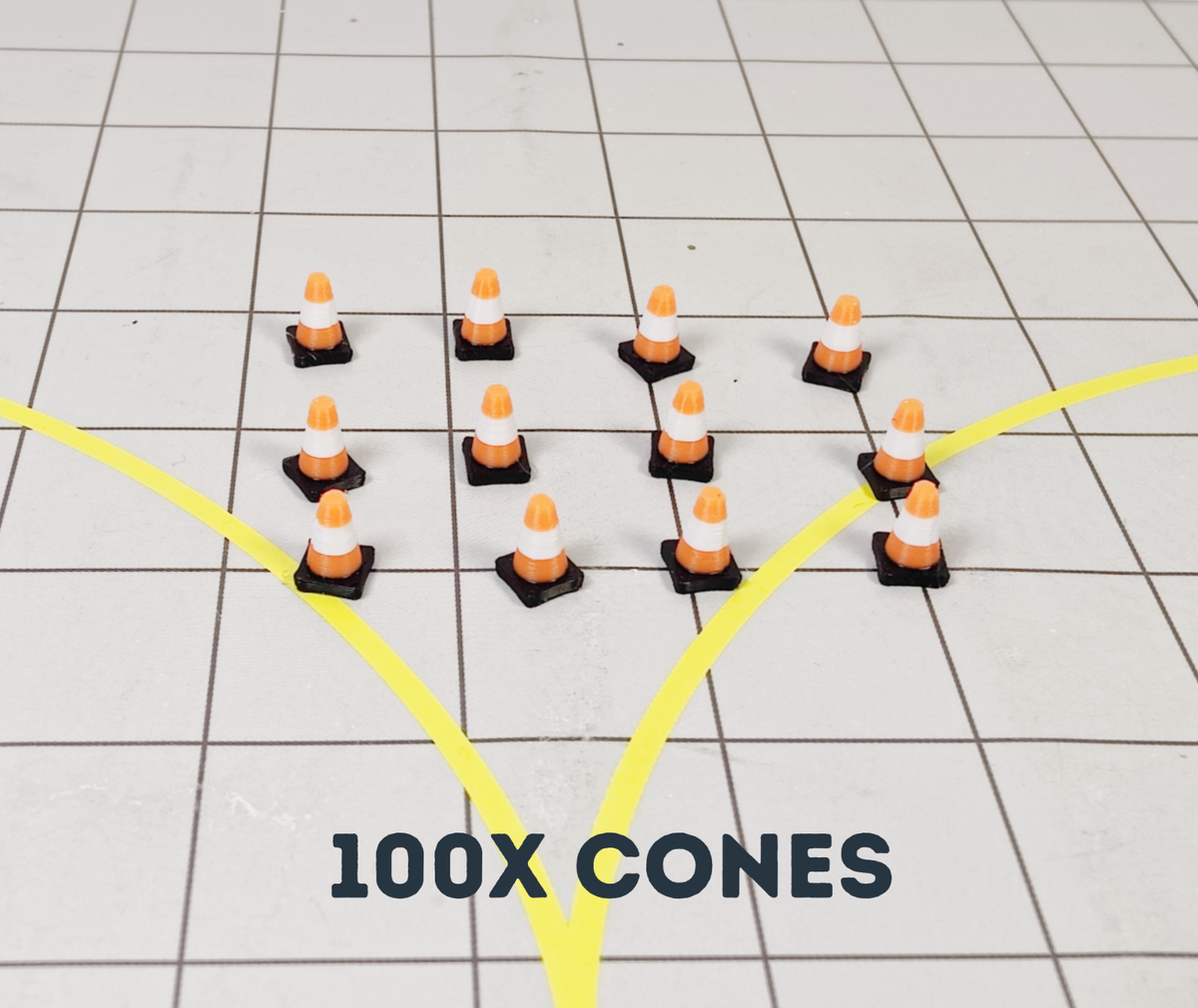 100x Orange/White Traffic Cones Airport Stand GSE Models 1:144 Scale Diorama