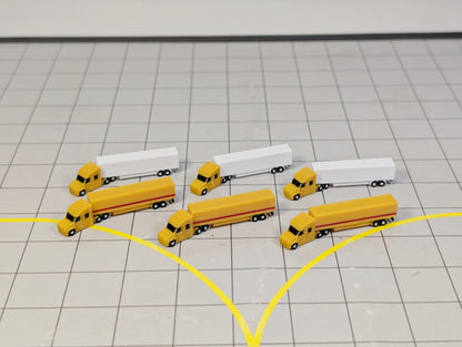 6x Yellow Trucks Airport GSE Vehicles 1:500 Scale Diorama (US style - Rotating)