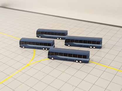 4x Greyhound Bus/Coach US style Airport GSE Vehicle Models 1:200 Scale Diorama