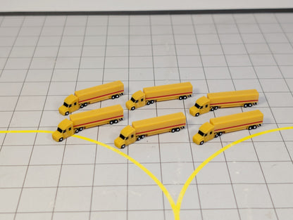 6x Yellow Trucks Airport GSE Vehicles 1:500 Scale Diorama (US style - Rotating)