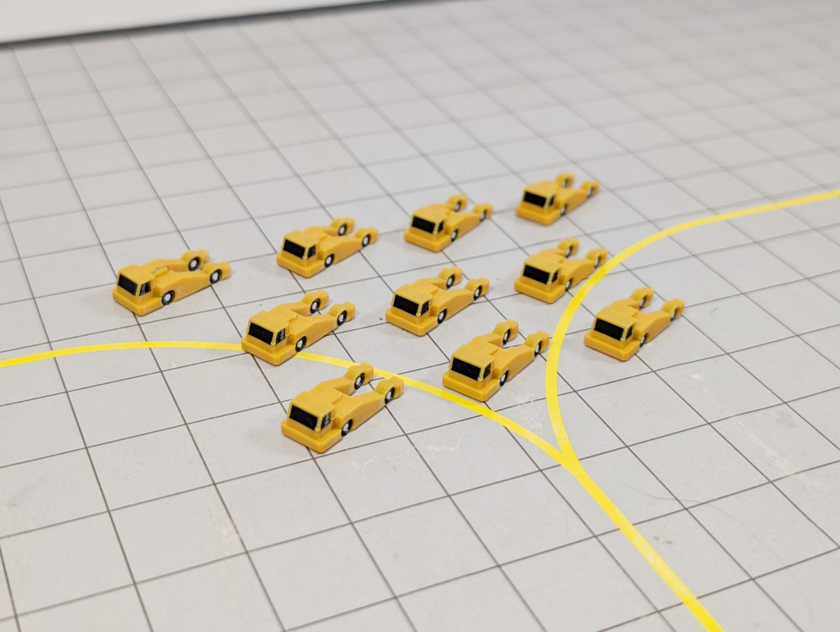 Aircraft Pushback Tugs (10x Yellow) Airport GSE White Vehicle Model 1:400 Scale