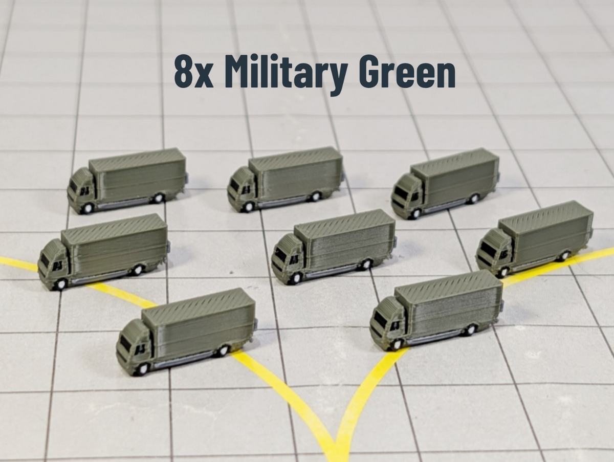 Rigid Trucks (x8) Airport Cargo Lorry GSE Vehicles 1:500 Scale Scenery Diorama