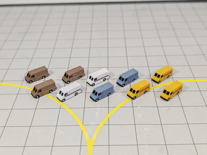 10x Courier Delivery Step Vans US Style Airport GSE Vehicles 1:400 Scale