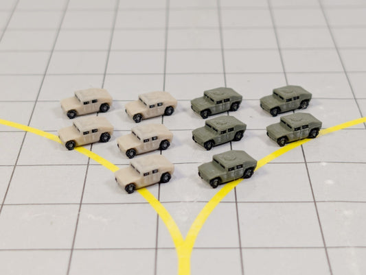 Military Humvee 4x4 Army Vehicles (x10) Airport GSE Vehicles 1:400 Scale Diorama