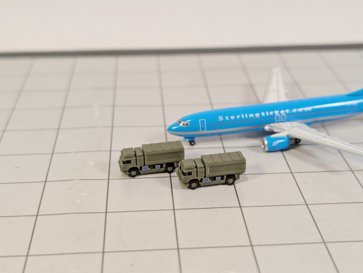 Military Transport Trucks (x8) Airport GSE Army Vehicles 1:500 Scale Diorama