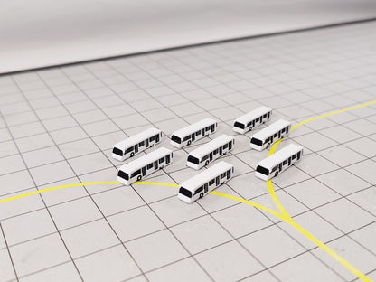 8x White Airport Bus Set GSE Ground Service Vehicle Models 1:500 Scale Scenery