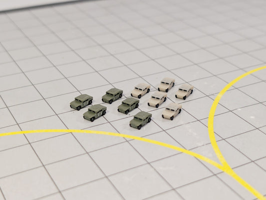 Military Humvee 4x4 Army Vehicles (x10) Airport GSE Vehicles 1:500 Scale Diorama