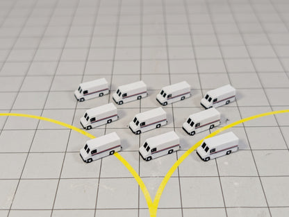 10x Courier Delivery Step Vans US Style Airport GSE Vehicles 1:400 Scale