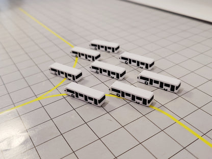 8x White Airport Bus Set GSE Ground Service Vehicle Models 1:400 Scale Diorama
