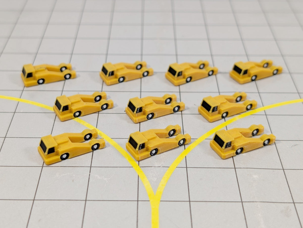 Aircraft Pushback Tugs (10x Yellow) Airport GSE White Vehicle Model 1:400 Scale
