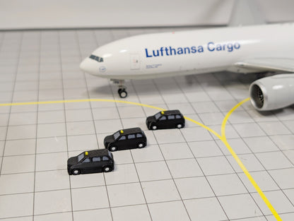 5x London Taxi Black Cabs GSE Airport Car Vehicles 1:200 Scale Scenery