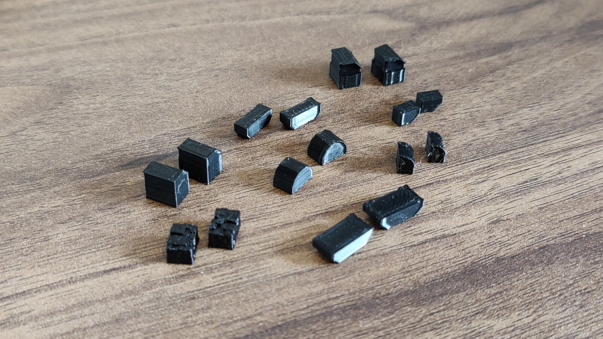 16x Set of ULD Aircraft Containers Grey/Black/White 1:400 Scale Airport Diorama