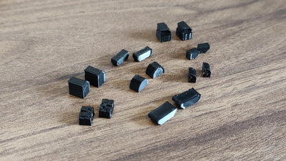 16x Set of ULD Aircraft Containers Grey/Black/White 1:400 Scale Airport Diorama