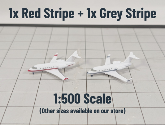 2x Bombardier Challenger CL-600 Business Private Jet Models 1:500 Scale Diorama