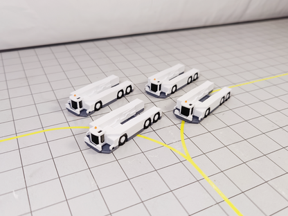 Aircraft Pushback Tugs (4x Twin Axle) Airport GSE White Models 1:200 Diorama