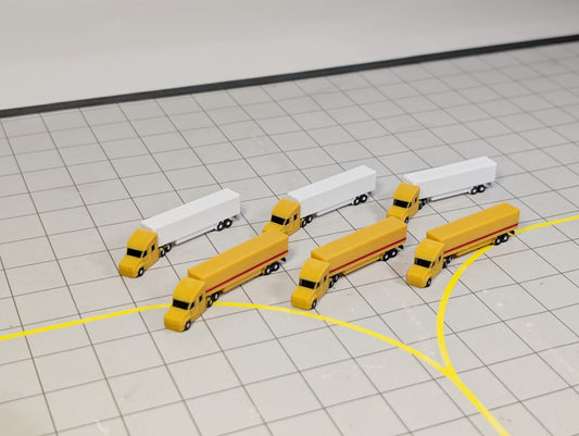 6x Yellow Trucks US style Airport GSE Vehicles 1:400 Scale Diorama (Rotating)