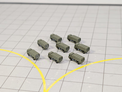 Military Transport Trucks (x8) Airport GSE Army Vehicles 1:500 Scale Diorama