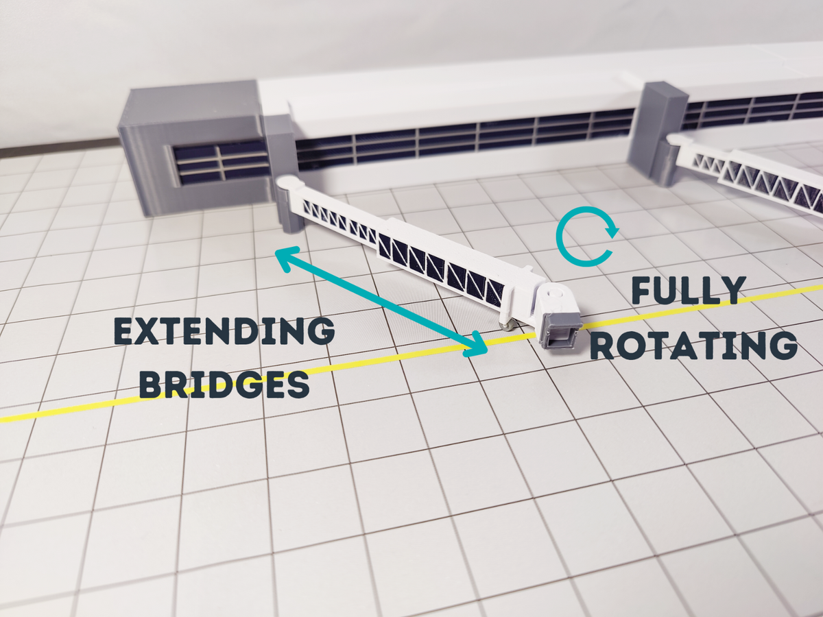 Regional Airport Terminal Building + Extending Bridges Model 1:500 Scale Diorama