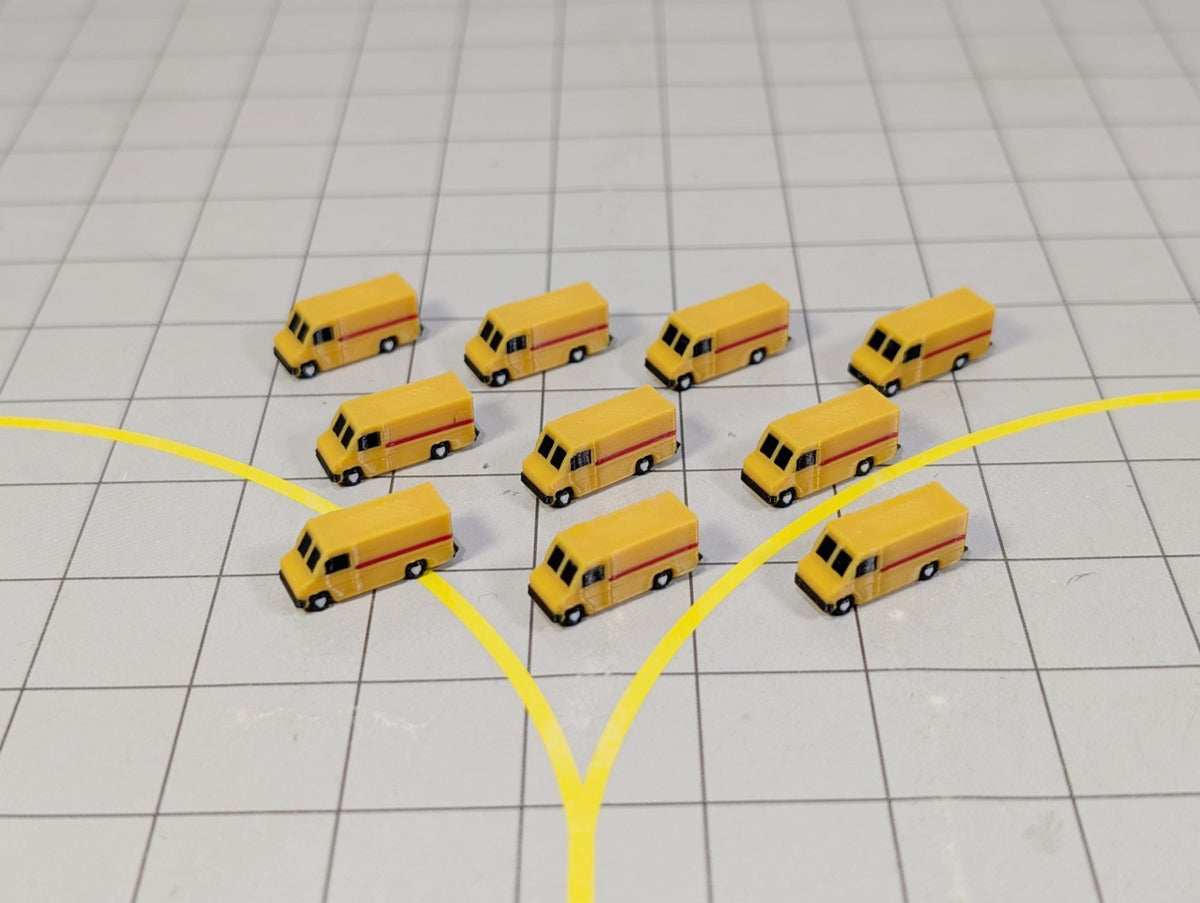 10x Courier Delivery Step Vans US Style Airport GSE Vehicles 1:400 Scale