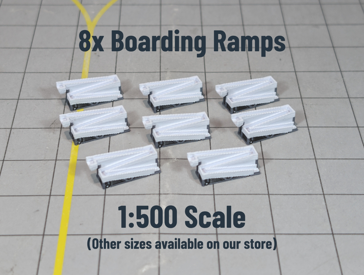 Aircraft GSE Boarding Ramps (x8) Airport Passenger Ramp Models 1:500 Diorama