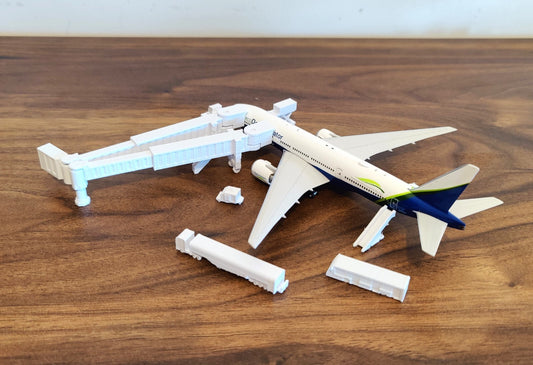 Dual Extendable Widebody Air Bridges Gate Grey/White 1:500 Scale Airport Diorama