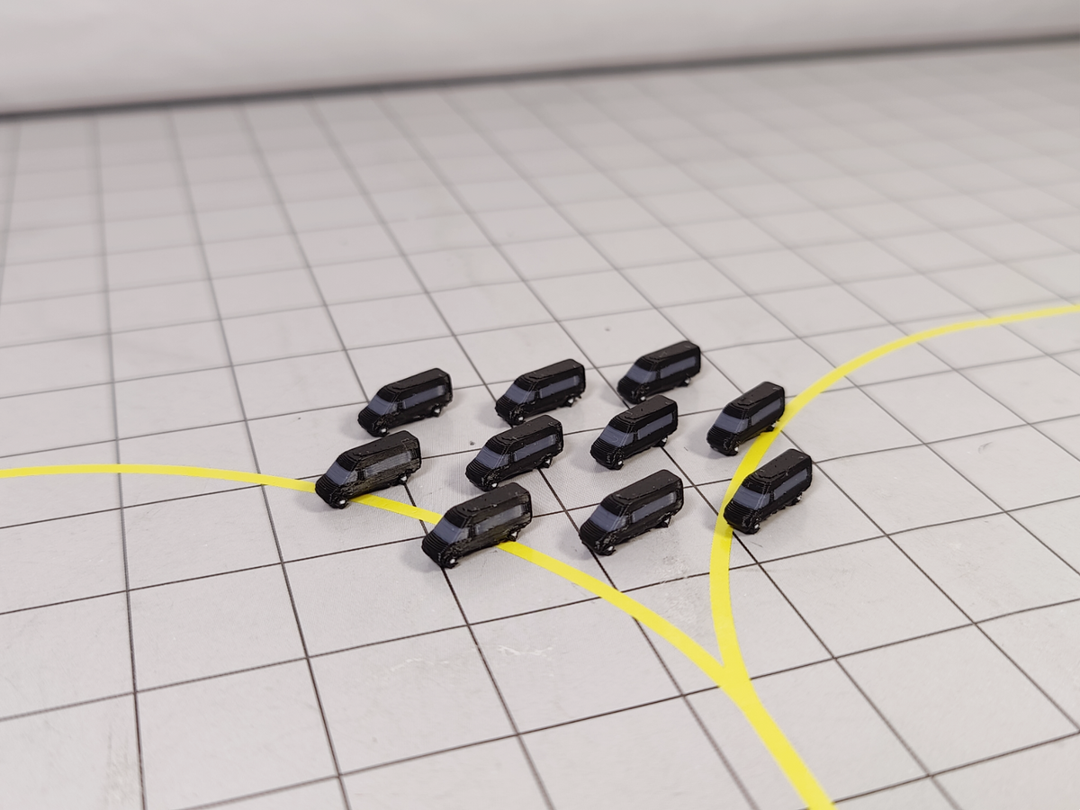 10x Black Airport VIP/Crew Minibuses/Vans Vehicles Models 1:500 Scale Diorama