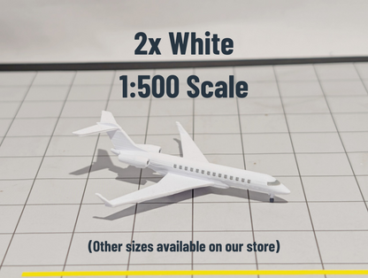 2x Bombardier Global 7500 Business Private Jet Models 1:500 Scale Diorama
