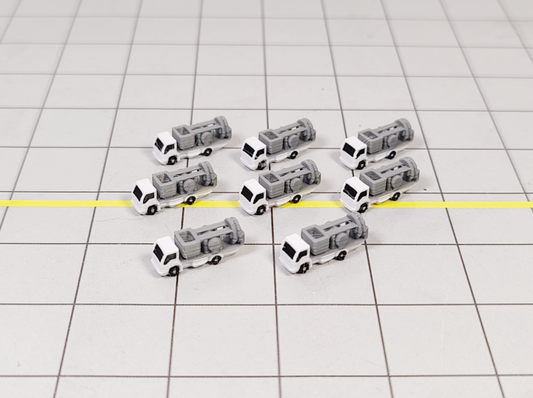 8x Refuelling Fuel Hose Trucks Airport GSE Service Vehicles 1:500 Scale Diorama