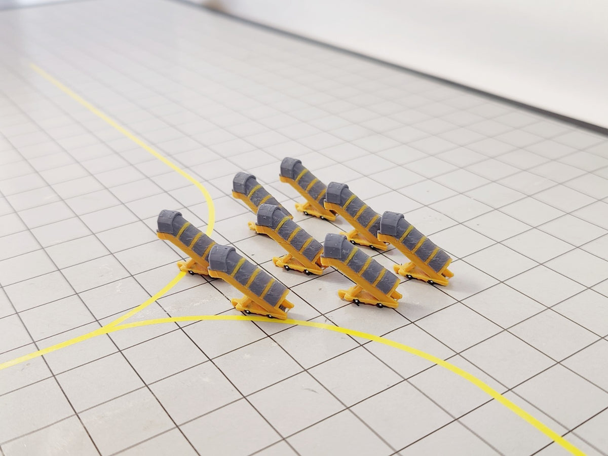 8x White Widebody COVERED AIRCRAFT STAIRS Airport GSE Models 1:400 Scale Diorama - DHL Yellow