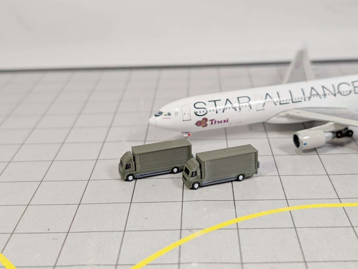Military Rigid Trucks (x8) Airport Cargo Lorry GSE Vehicles 1:400 Scale Diorama