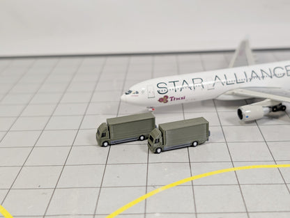 Military Rigid Trucks (x8) Airport Cargo Lorry GSE Vehicles 1:400 Scale Diorama