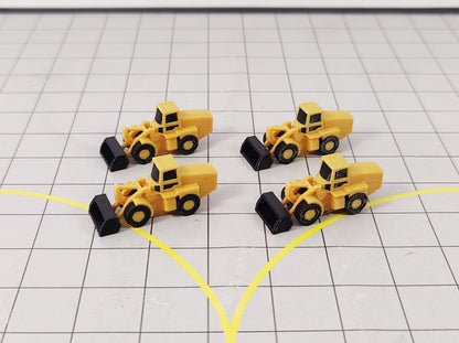 4x Front Loader Diggers Airport Construction Site GSE Scenery Models 1:200 Scale