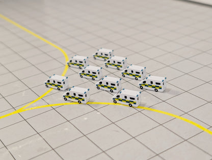 Ambulances (10x White) GSE Airport Emergency Vehicles Scenery Models 1:400 Scale