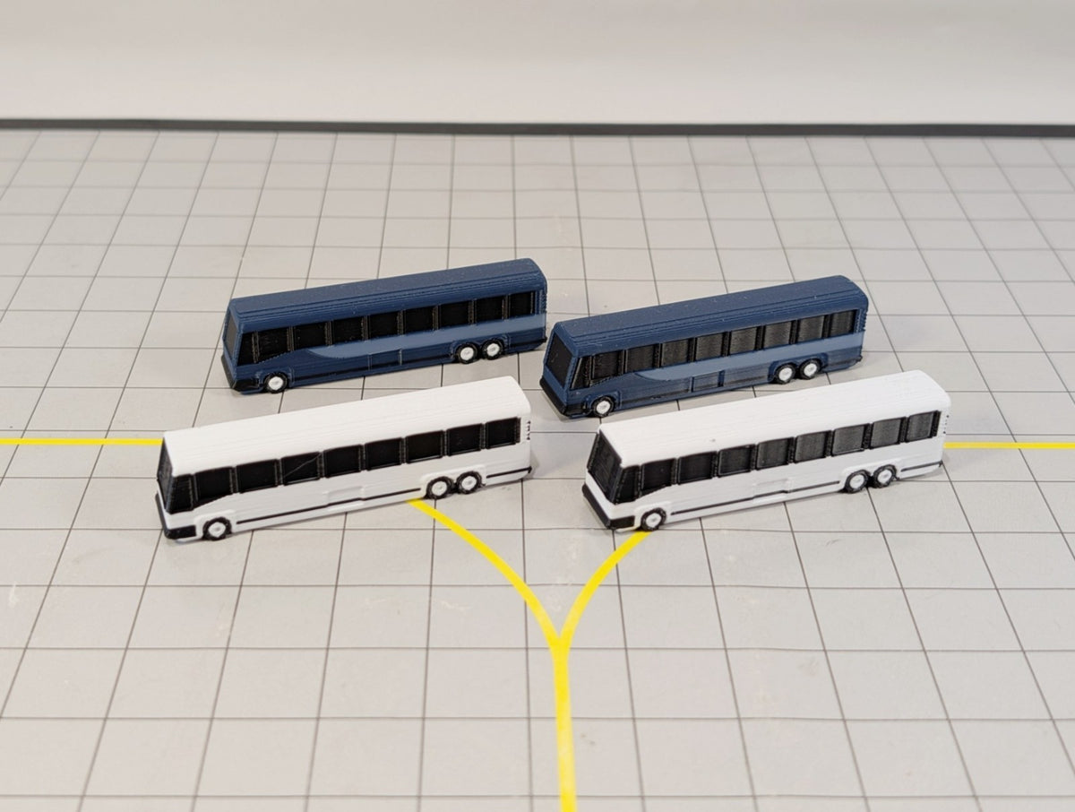 4x Greyhound Bus/Coach US style Airport GSE Vehicle Models 1:200 Scale Diorama