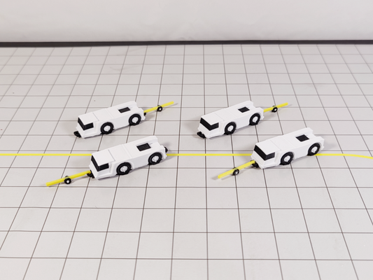 4x White Aircraft Tugs/Tractors + Tow Bars Airport GSE Models 1:200 Diorama