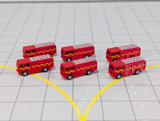 Fire Trucks (x6) Airport GSE Emergency Rescue MPRV Vehicles 1:400 Scale Scenery