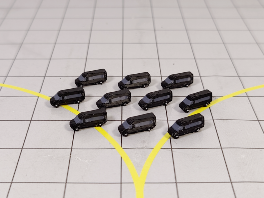 10x Black Airport VIP/Crew Minibuses/Vans Vehicles Models 1:500 Scale Diorama