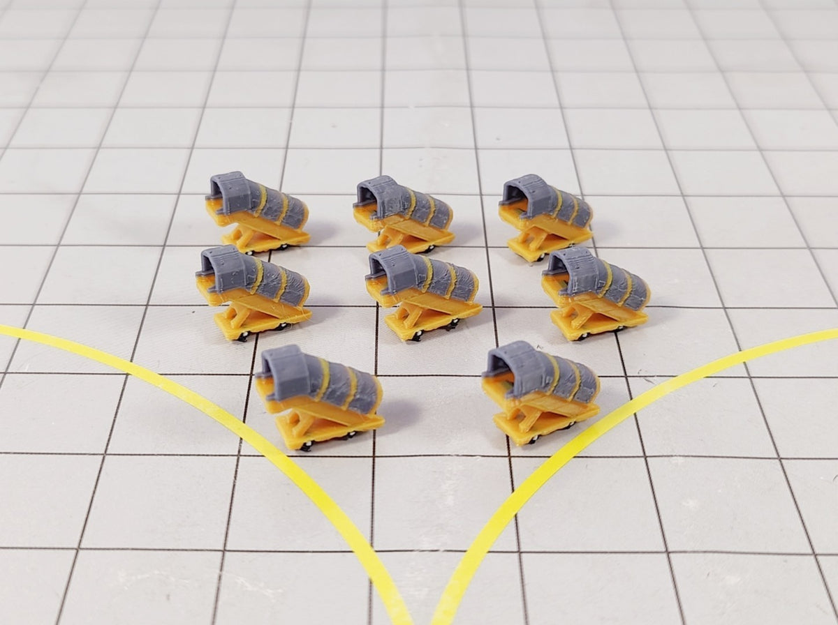 8x White Narrowbody COVERED AIRCRAFT STAIRS Airport GSE Models 1:400 Diorama - DHL Yellow