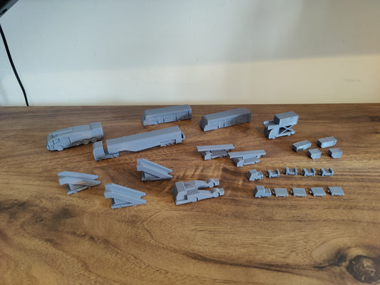 25x Narrow Body GSE Equipment Tug/Stairs/Bus/Trucks+ 1:200 Scale Airport Diorama